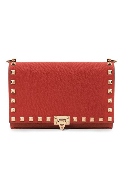 Женская сумка rockstud mini VALENTINO красного цвета, арт. 5W2P0Y59/VSH | Фото 1 (Драгоценные камни: Проставлено; Размер: mini; Материал: Натуральная кожа; Материал сплава: Проставлено; Ремень/цепочка: На ремешке)