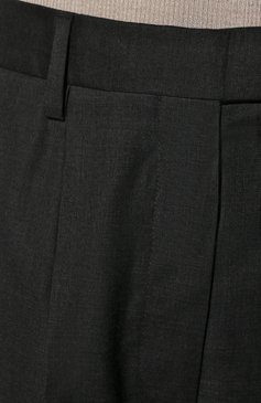 Женские шерстя�ные брюки PRADA серого цвета, арт. P243GZ-11BA-F0308 | Фото 5 (Материал внешний: Шерсть; Длина (брюки, джинсы): Стандартные; Женское Кросс-КТ: Брюки-одежда; Силуэт Ж (брюки и джинсы): Прямые; Материал сплава: Проставлено; Драгоценные камни: Проставлено; Стили: Кэжуэл)