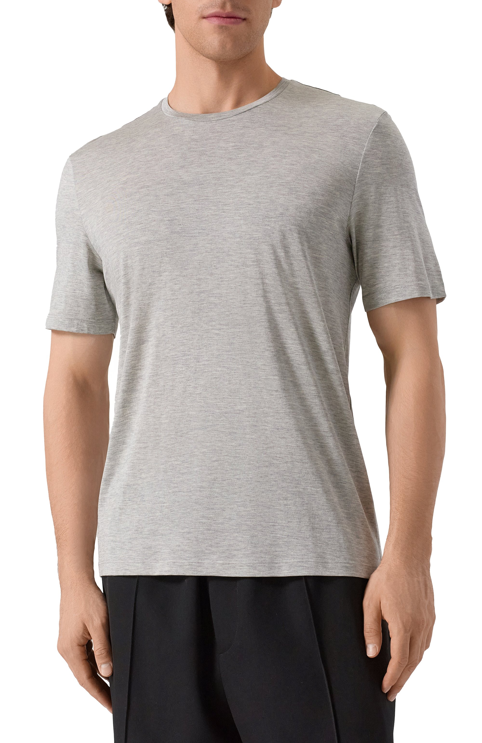 Футболка из шелка и хлопка 12 STOREEZ серого цвета по цене 17000 руб., арт. 132173, фото 3 Футболка из шелка и хлопка 12 STOREEZ, арт. 132173, фото 3