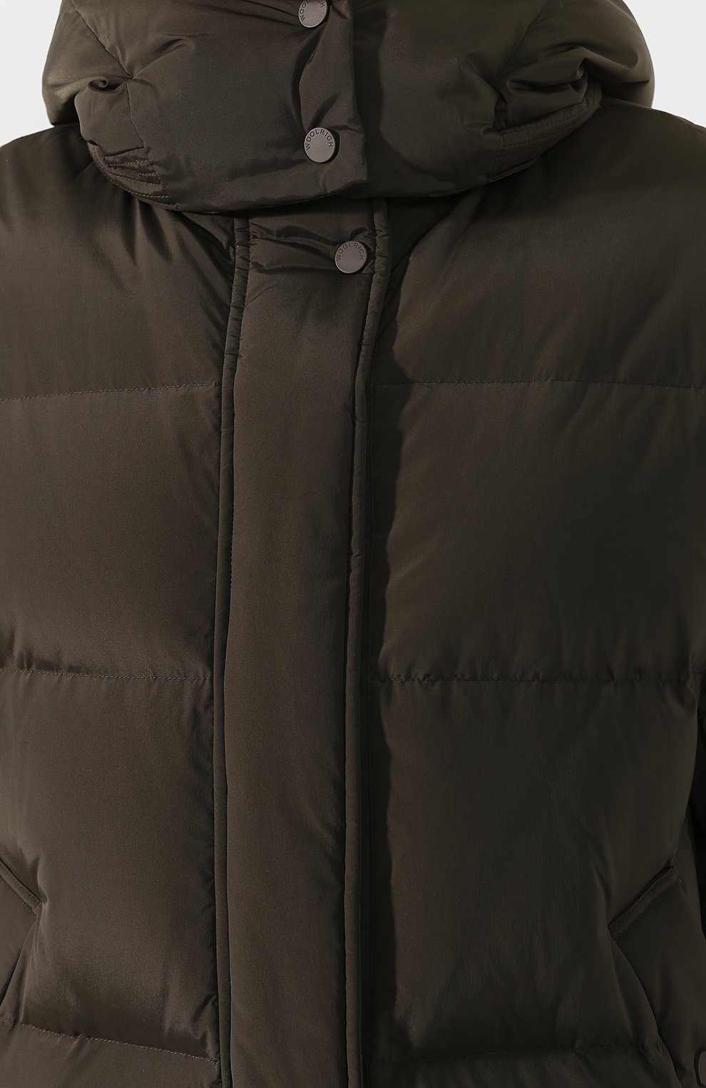 Стеганый пуховик с капюшоном WOOLRICH хаки цвета по цене 72250 руб., арт. WWCPS2599/PD40, фото 5 Стеганый пуховик с капюшоном WOOLRICH, арт. WWCPS2599/PD40, фото 5