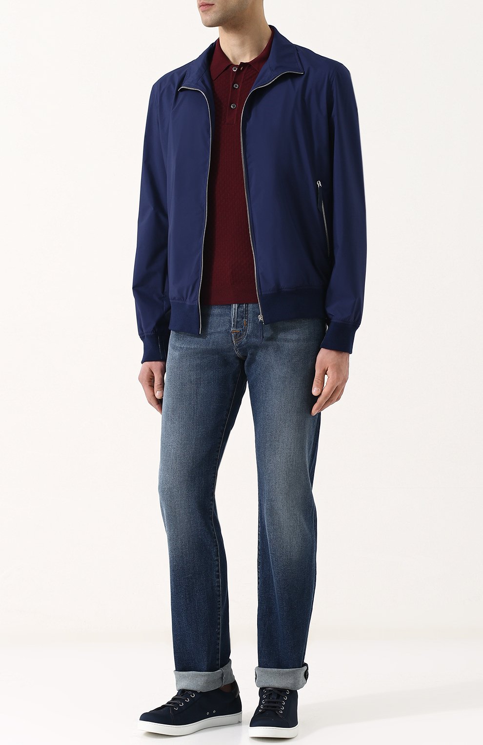 Однотонное хлопковое поло ANDREA CAMPAGNA, арт. 57174/20619, фото 2