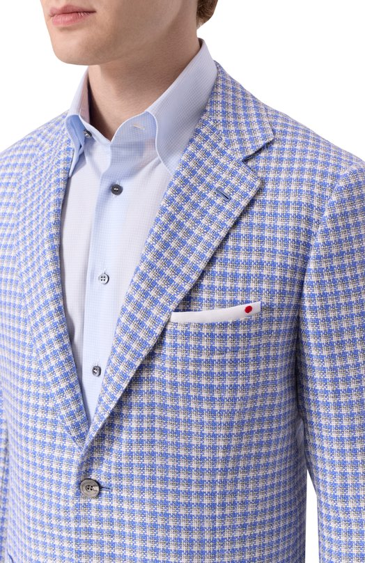 Пиджак из кашемира и шерсти Kiton UG81K0610E52 Голубой  UG81K0610E52 Фото 6