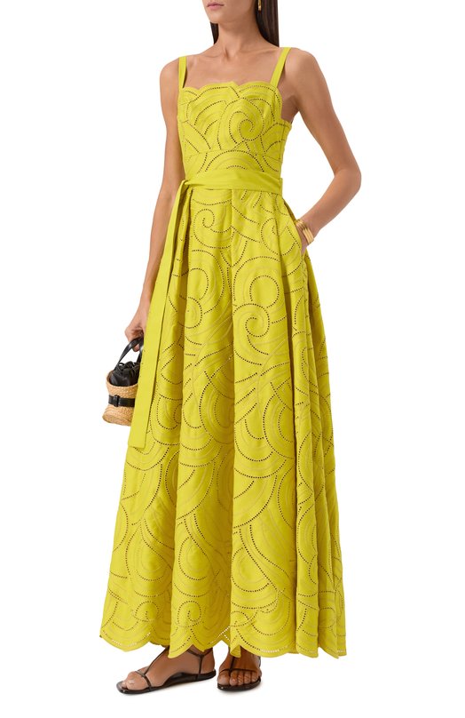 Хлопковое платье Elie Saab D0747NP25/C0E10 Жёлтый  D0747NP25/C0E10 Фото 2