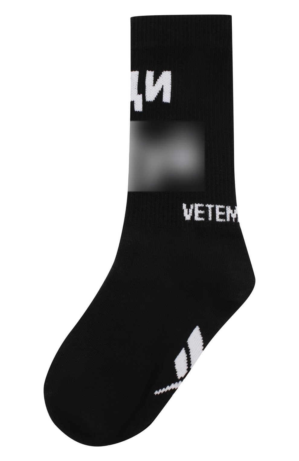 Хлопковые носки VETEMENTS черного цвета по цене 7615 руб., арт. USS198033/M, фото 1 Хлопковые носки VETEMENTS, арт. USS198033/M, фото 1