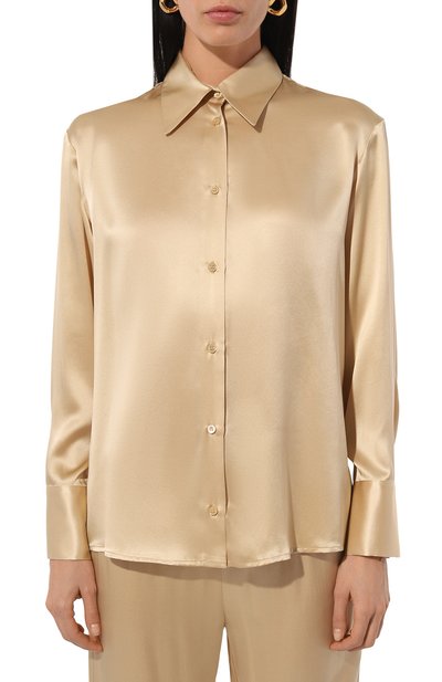 Шелковая рубашка ERIKA CAVALLINI золотого цвета по цене 64950 руб., арт. P4WS06, фото 3 Шелковая рубашка ERIKA CAVALLINI, арт. P4WS06, фото 3