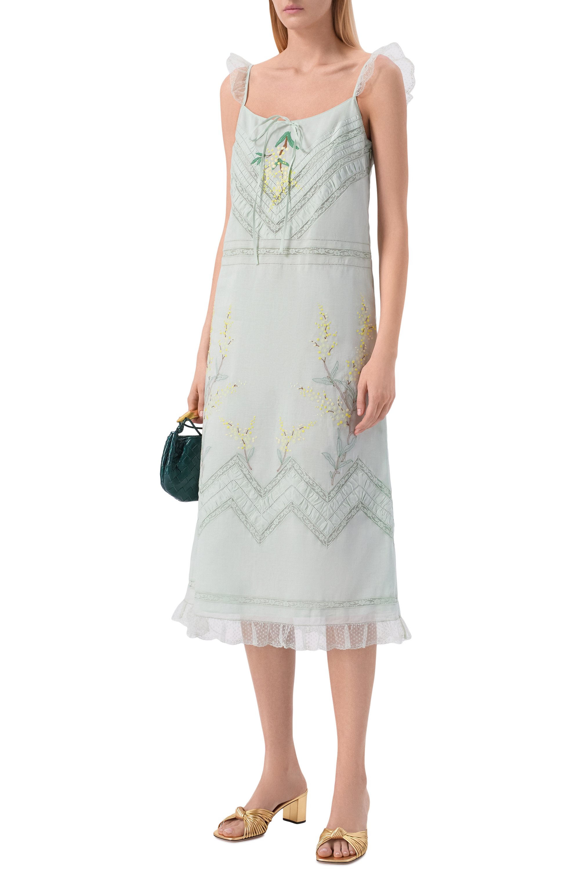 Хлопковое платье VALENTINO светло-зеленого цвета по цене 699500 руб., арт. 8B3VAJL0/97Y, фото 2 Хлопковое платье VALENTINO, арт. 8B3VAJL0/97Y, фото 2