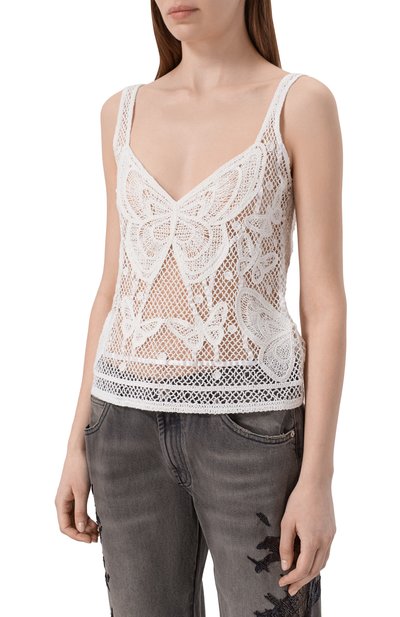 Хлопковый топ BLUMARINE белого цвета по цене 67550 руб., арт. 4M206A/F18754, фото 3 Хлопковый топ BLUMARINE, арт. 4M206A/F18754, фото 3