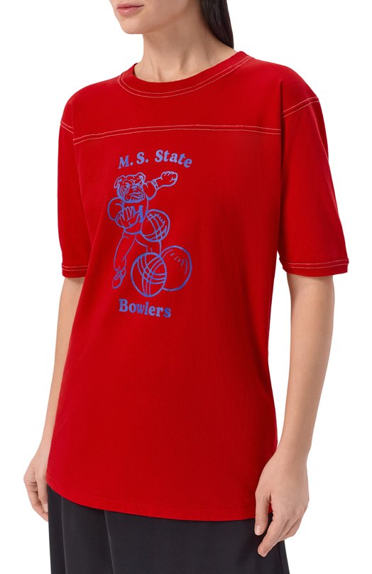 Хлопковая футболка Maison Margiela S51GC0540/S24575 Красный  S51GC0540/S24575 Фото 3