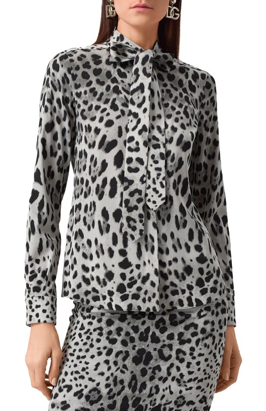 Шелковая блузка Dolce & Gabbana F5T19T/FSADD Леопардовый  F5T19T/FSADD Фото 3