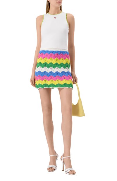 Хлопковая майка CASABLANCA белого цвета по цене 23350 руб., арт. WS25-JTS-011-02, фото 2 Хлопковая майка CASABLANCA, арт. WS25-JTS-011-02, фото 2