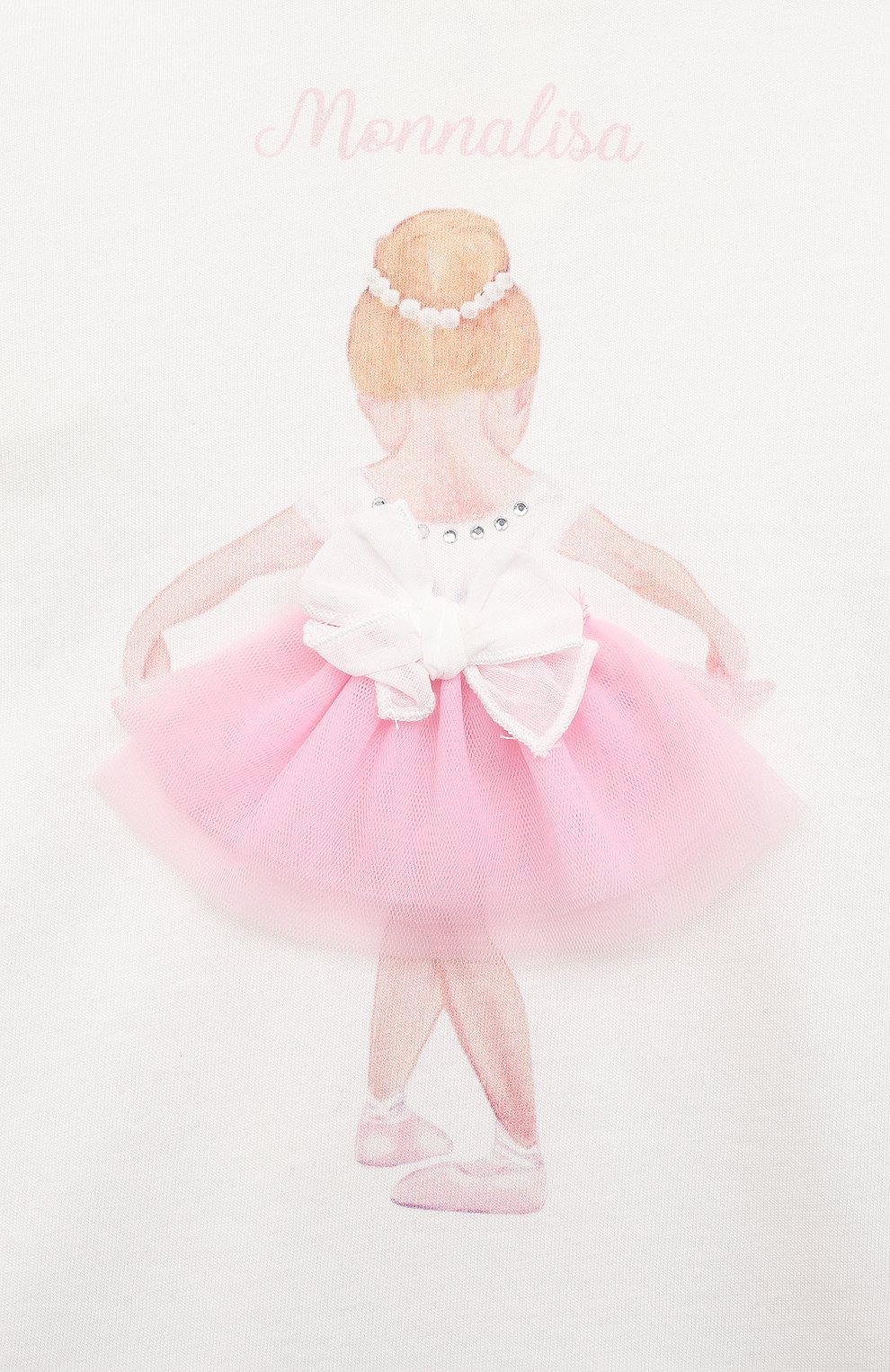 Хлопковый лонгслив MONNALISA белого цвета по цене 8925 руб., арт. 39B605, фото 3 Хлопковый лонгслив MONNALISA, арт. 39B605, фото 3