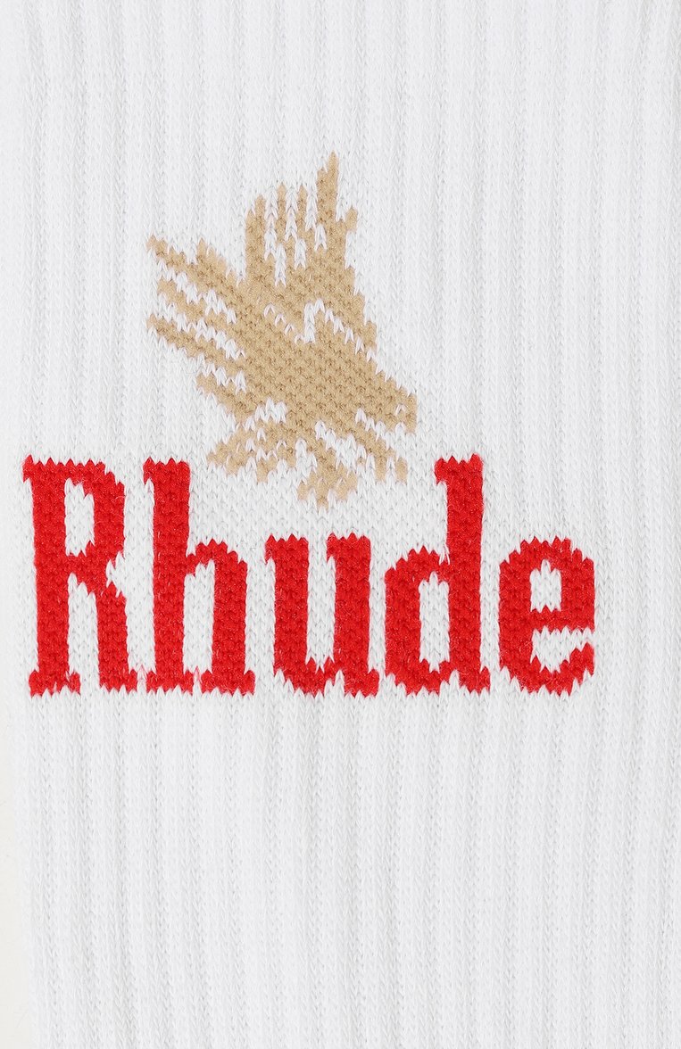 Мужские хлопковые носки RHUDE белого цвета, арт. RHPS24S002616149 | Фото 2 (Материал внешний: Хлопок, Синтетический материал; Материал сплава: Проставлено; Нос: Не проставлено; Кросс-КТ: бельё)