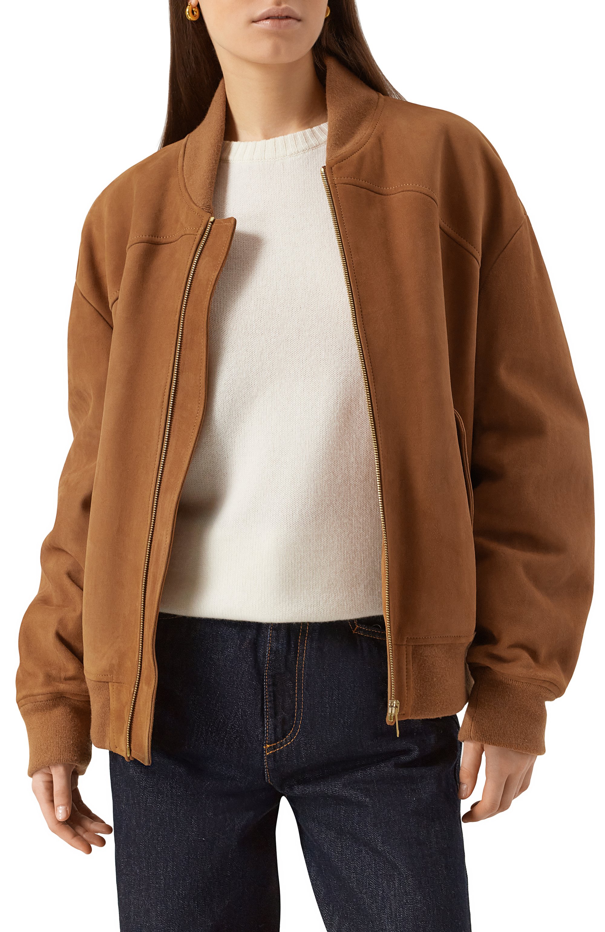 Замшевый бомбер MVST коричневого цвета по цене 482500 руб., арт. SUEDE LEATHER B0MBER, фото 3 Замшевый бомбер MVST, арт. SUEDE LEATHER B0MBER, фото 3