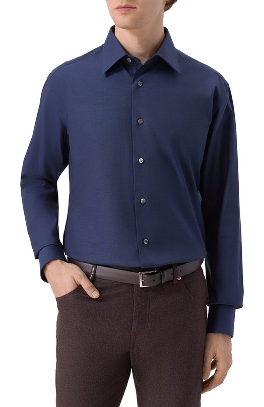 Хлопковая сорочка Brioni RCB40L/0D04P Синий  RCB40L/0D04P Фото 3