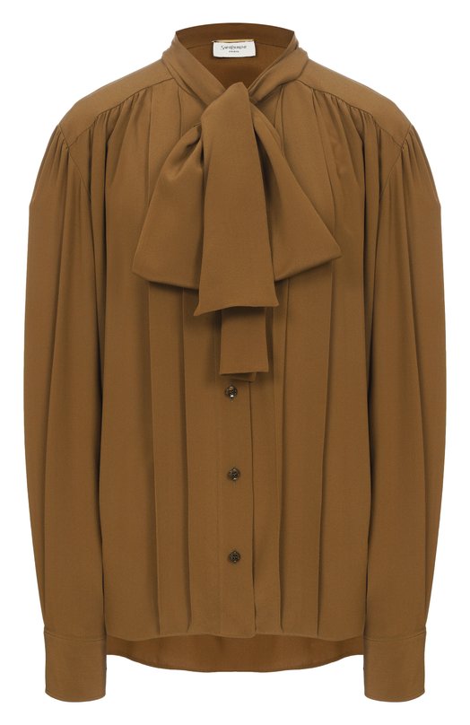 Шелковая блузка Saint Laurent 861926/Y100W Хаки 861926/Y100W