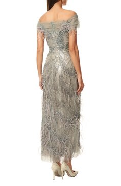 Платье с отделкой бисером и перьями MARCHESA, арт. M24802, фото 1