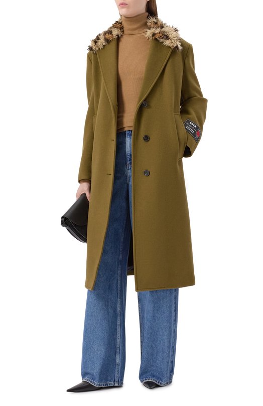 Шерстяное пальто MSGM 3941MDC15Y/257603 Хаки  3941MDC15Y/257603 Фото 2