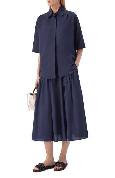 Хлопковая юбка LORENA ANTONIAZZI темно-синего цвета по цене 89600 руб., арт. E2640G043A/5278, фото 2 Хлопковая юбка LORENA ANTONIAZZI, арт. E2640G043A/5278, фото 2