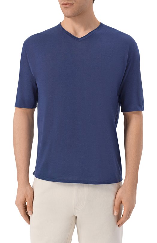 Пуловер из шелка и хлопка 12 STOREEZ 137281 Синий  137281 Фото 3