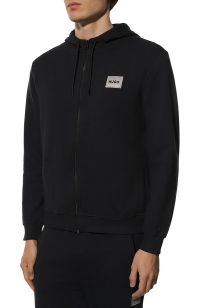 Хлопковая толстовка HUGO темно-синего цвета по цене 10650 руб., арт. 50484720, фото 3 Хлопковая толстовка HUGO, арт. 50484720, фото 3