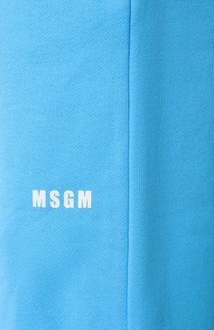 Женские хлопковые джоггеры MSGM голубого цвета, арт. 3841MDP500/257000 | Фото 6 (Длина (брюки, джинсы): Стандартные; Материал сплава: Проставлено; Драгоценные камни: Проставлено; Кросс-КТ: костюм; Стили: Спорт-шик; Женское Кросс-КТ: Джоггеры - брюки, Брюки-одежда)