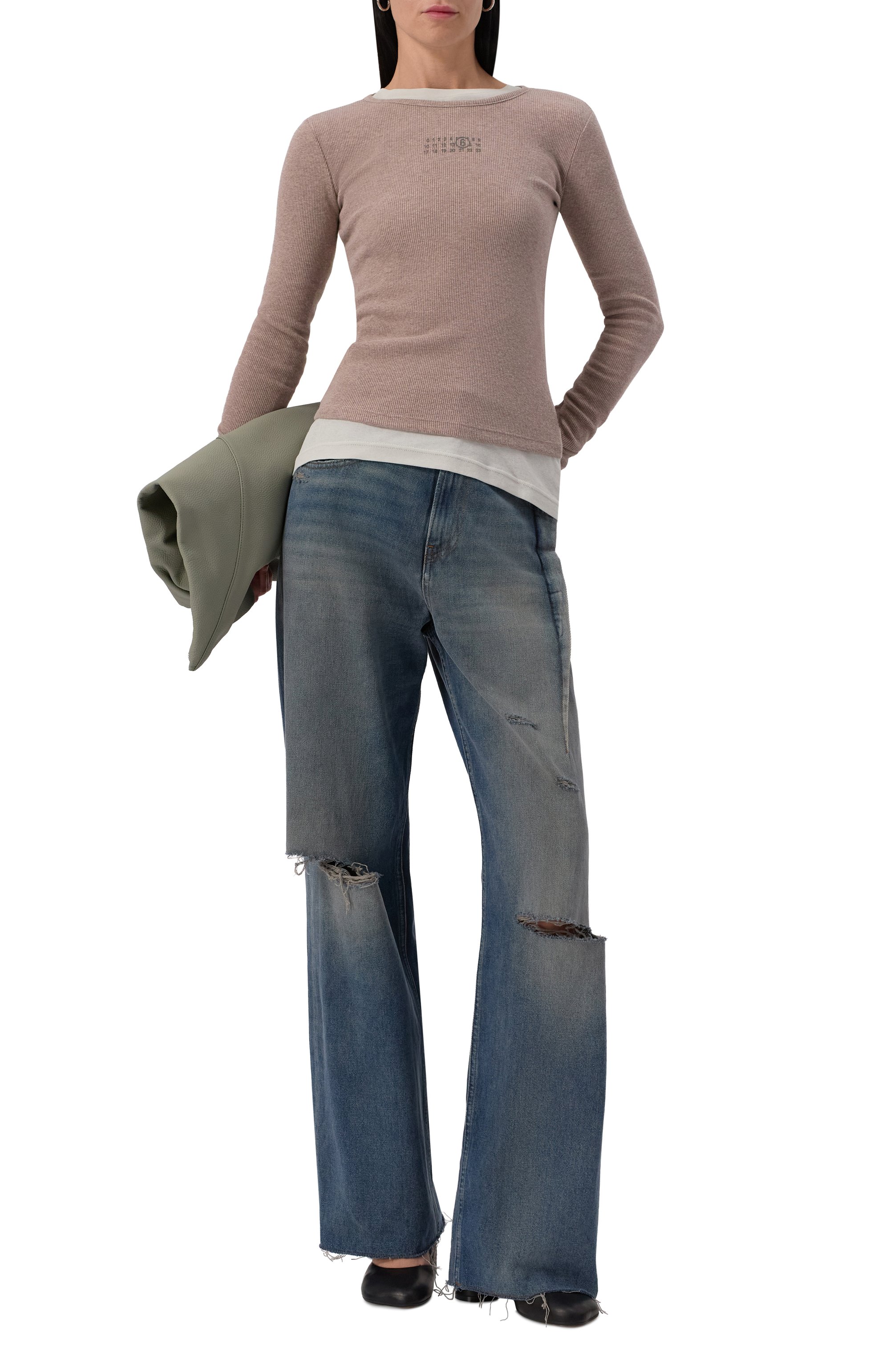 Лонгслив из хлопка и шерсти MM6, арт. S52NH0029/M20122, фото 2