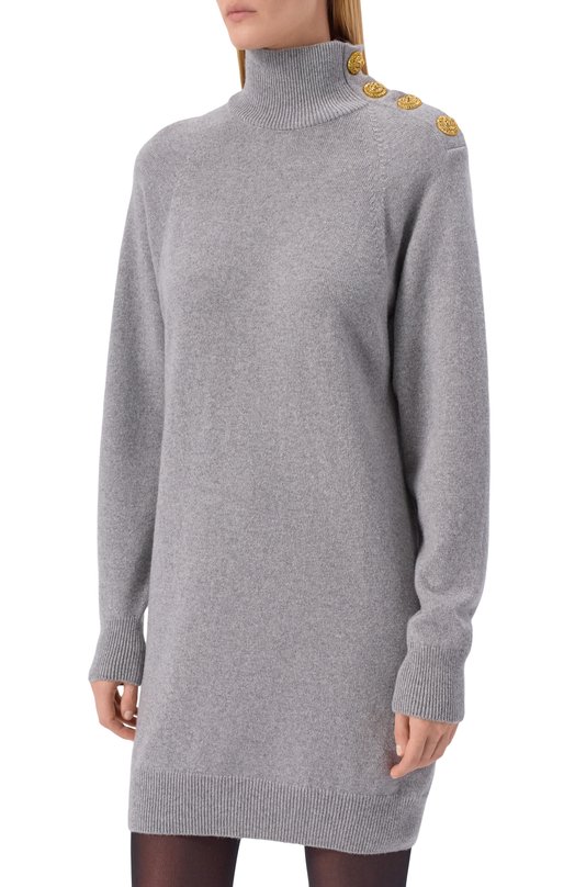 Платье из кашемира и шерсти Balmain FF0R9382/KI87 Серый  FF0R9382/KI87 Фото 3