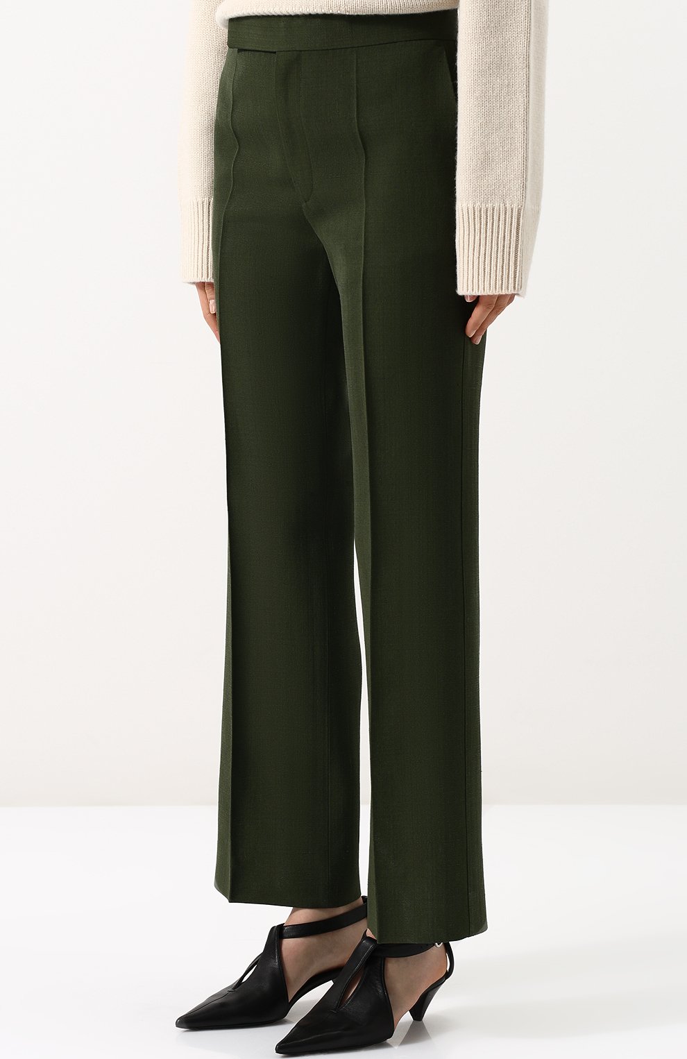 Однотонные расклешен ные брюки из смеси вискозы и шелка CELINE, арт. 21T816928, фото 3