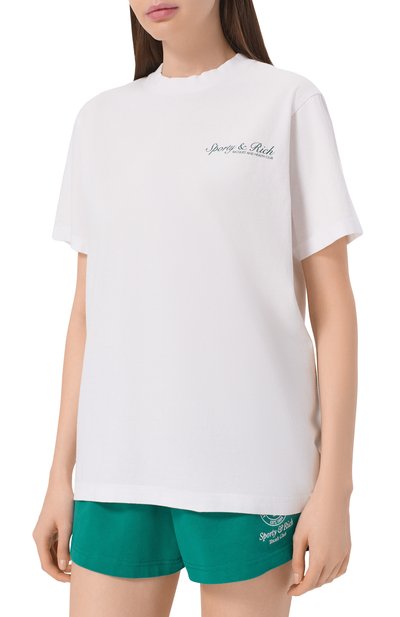 Хлопковая футболка SPORTY AND RICH, арт. T004361325WH01, фото 3