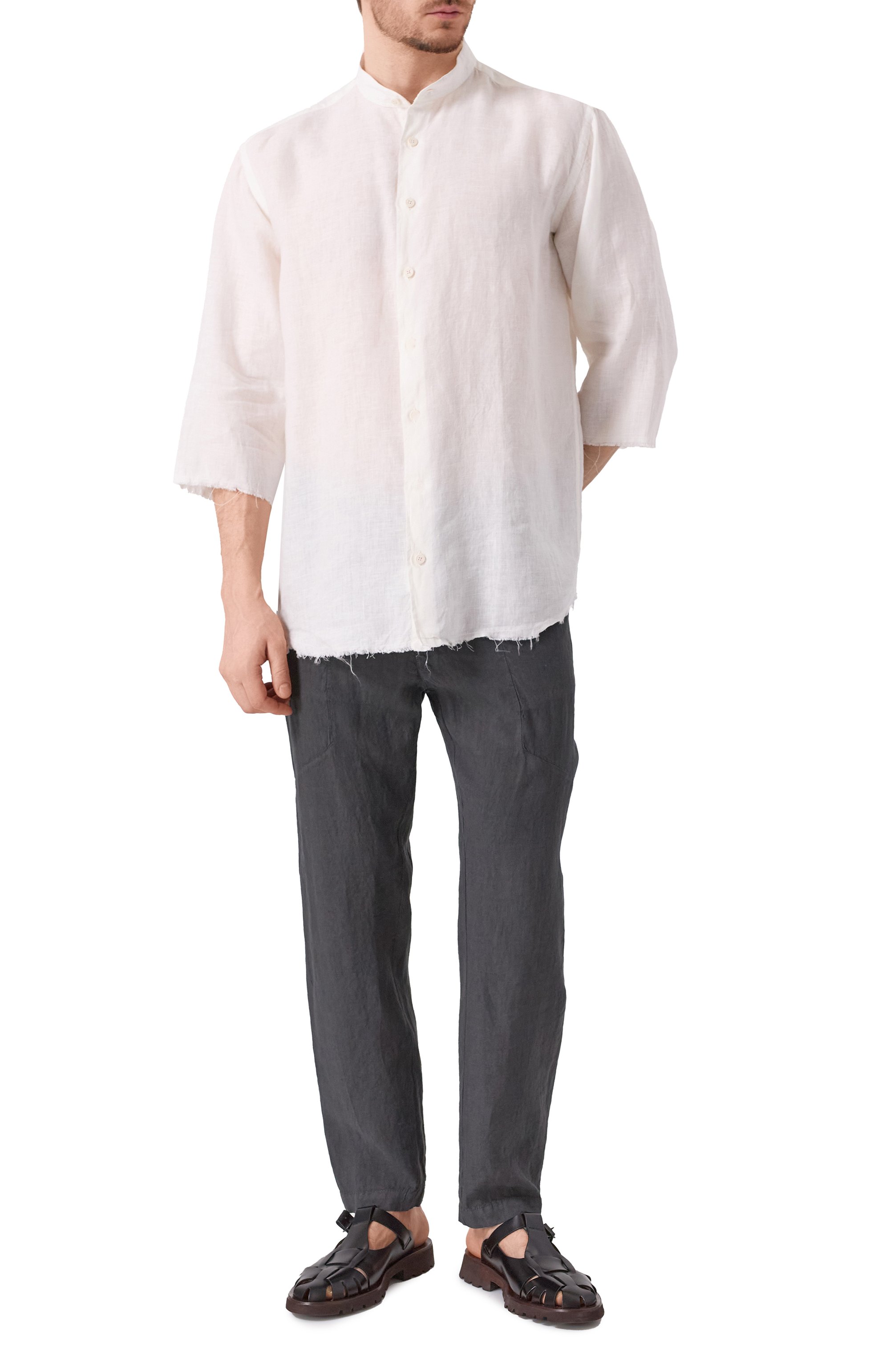 Льняные брюки TRANSIT темно-серого цвета по цене 38450 руб., арт. CFUTRZD131, фото 2 Льняные брюки TRANSIT, арт. CFUTRZD131, фото 2