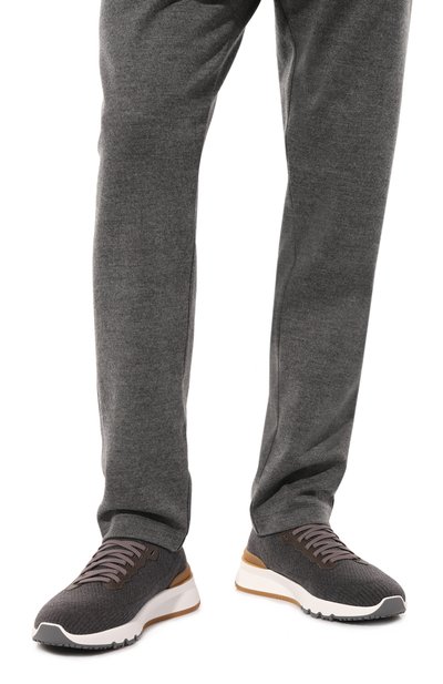 Текстильные кроссовки BRUNELLO CUCINELLI темно-серого цвета по цене 135500 руб., арт. MZUWLB2179, фото 3 Текстильные кроссовки BRUNELLO CUCINELLI, арт. MZUWLB2179, фото 3