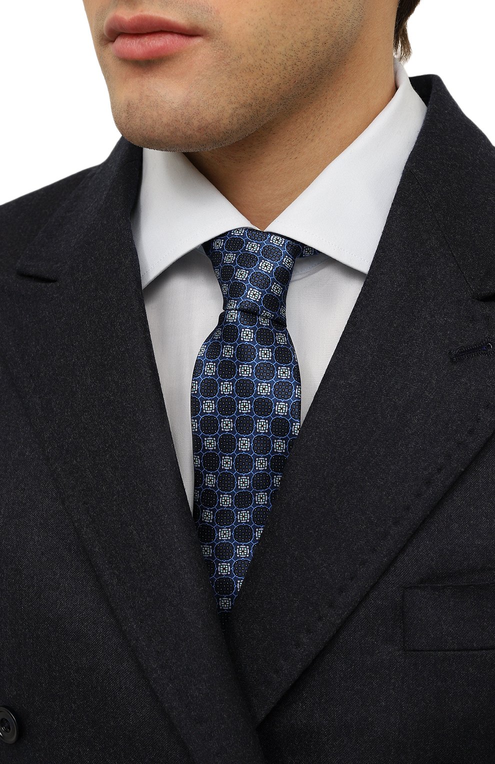 Шелковый галстук CANALI темно-синего цвета по цене 19950 руб., арт. 18/HS03950, фото 2 Шелковый галстук CANALI, арт. 18/HS03950, фото 2