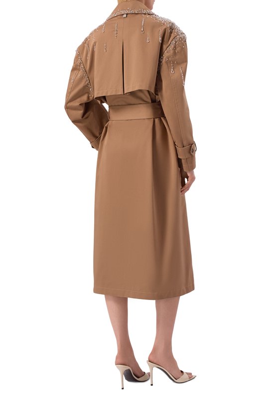 Хлопковый тренч Giuseppe di Morabito 06PSC0031R 16310 Бежевый  06PSC0031R 16310 Фото 4