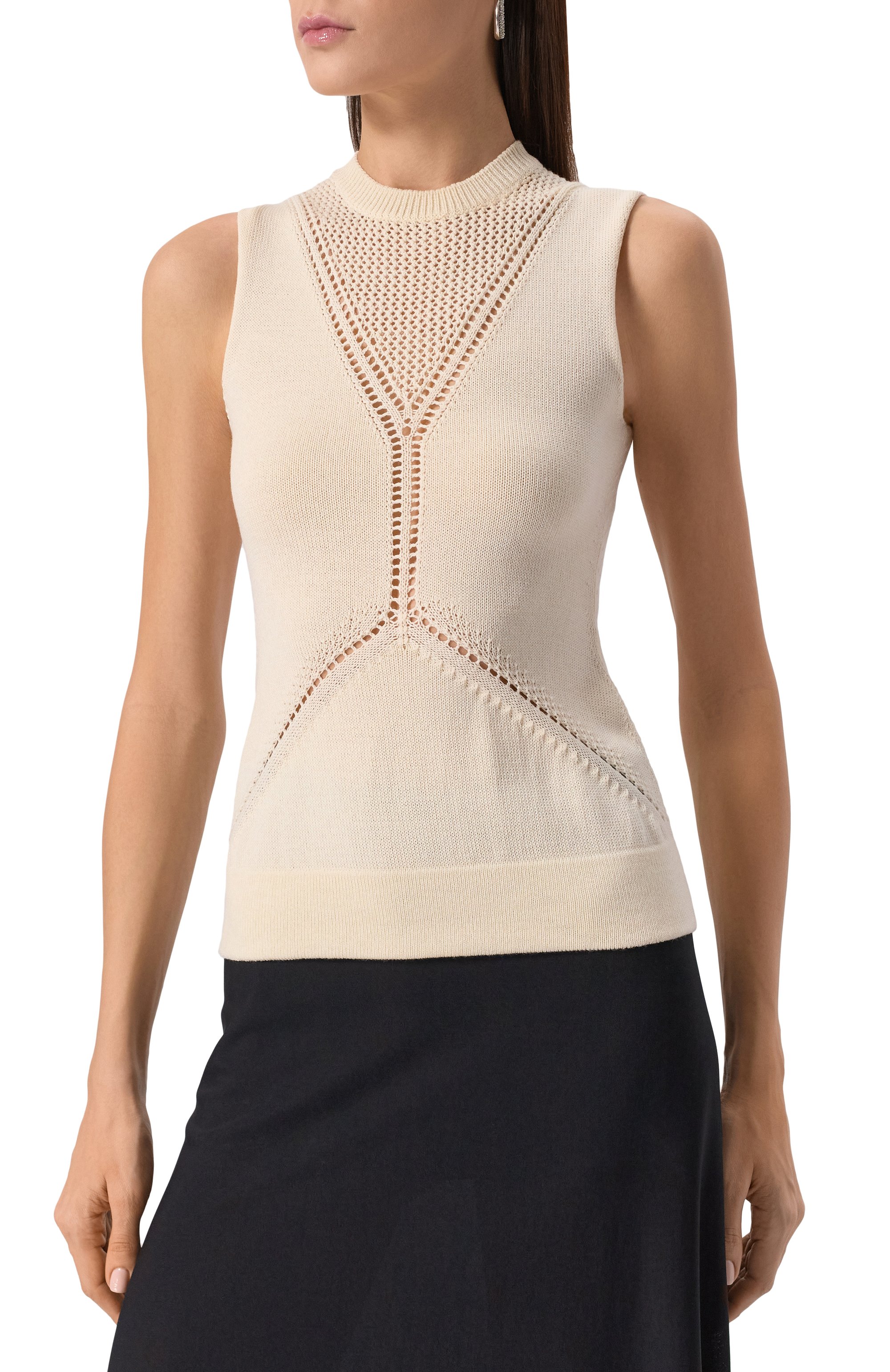 Топ из шерсти и хлопка JIL SANDER кремового цвета по цене 107000 руб., арт. J01NC0139/J14617, фото 3 Топ из шерсти и хлопка JIL SANDER, арт. J01NC0139/J14617, фото 3