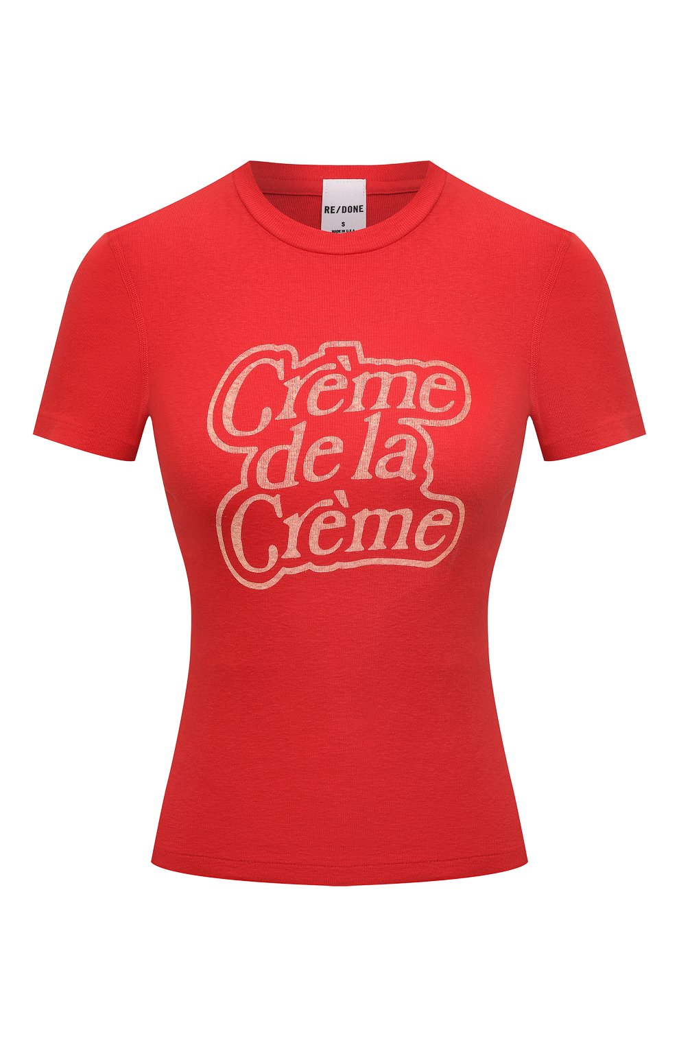 Хлопковая футболка RE/DONE красного цвета по цене 23600 руб., арт. 024R-02WBGT09, фото 1 Хлопковая футболка RE/DONE, арт. 024R-02WBGT09, фото 1