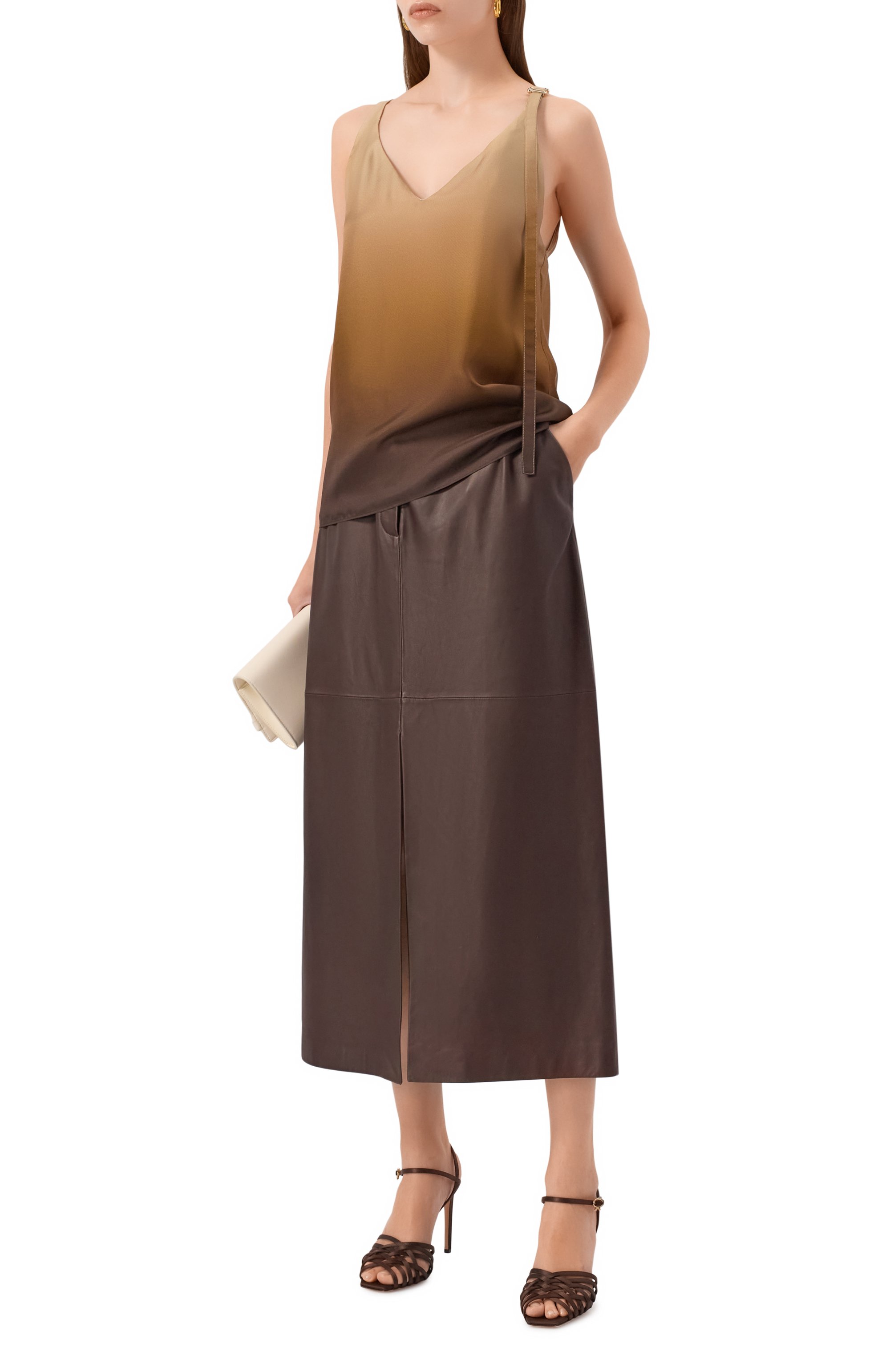 Шелковый топ SPORTMAX бежевого цвета по цене 43050 руб., арт. ALCUN0, фото 2 Шелковый топ SPORTMAX, арт. ALCUN0, фото 2