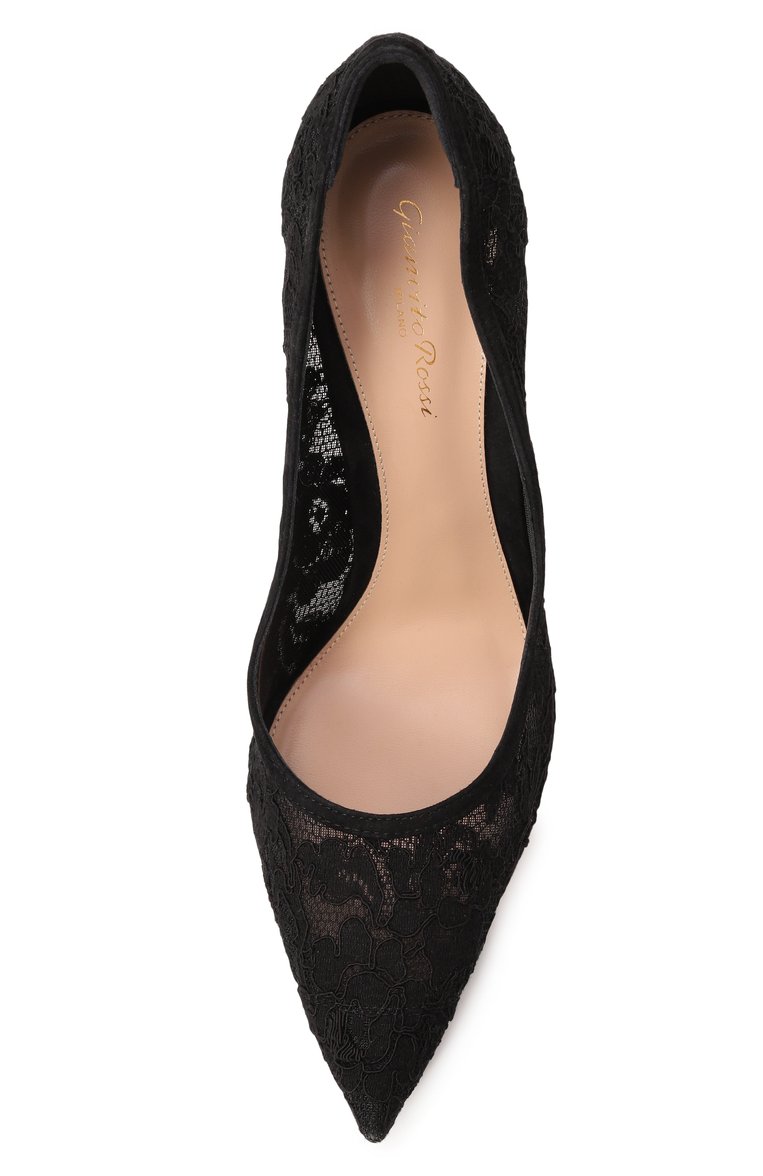 Женские текстильные туфли claudia 105 GIANVITO ROSSI черного цвета, арт. G22315.15RIC.LRMNENN | Фото 6 (Драгоценные камни: Проставлено; Подошва: Плоская; Материал сплава: Проставлено; Материал внутренний: Натуральная кожа; Каблук высота: Высокий; Материал внешний: Текстиль; Каблук тип: Шпилька)