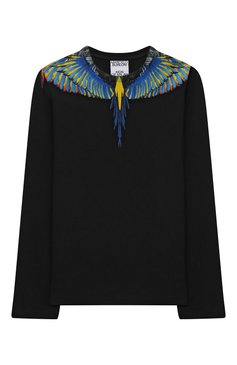 Детская хлопковый лонгслив MARCELO BURLON KIDS OF MILAN черного цвета, арт. CBAB004F21JER005 | Фото 1 (Материал внешний: Хлопок; Рукава: Длинные; Мальчики Кросс-КТ: Лонгслив-одежда; Материал сплава: Проставлено; Драгоценные камни: Проставлено; Ростовка одежда: 10 - 11 лет | 140 - 146см, 6 лет | 116 см, 8 лет | 128 см)