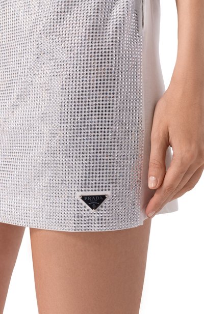 Хлопковая юбка с отделкой стразами PRADA, арт. 31127R/13TI, фото 5