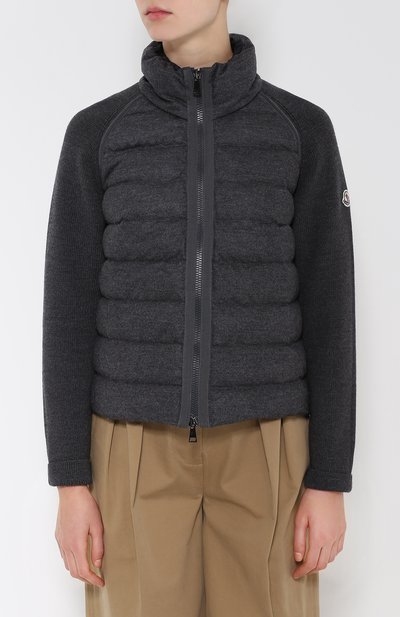 Пуховик прямого кроя с шерстяными рукавами MONCLER, арт. B2-093-94740-00-98142, фото 3
