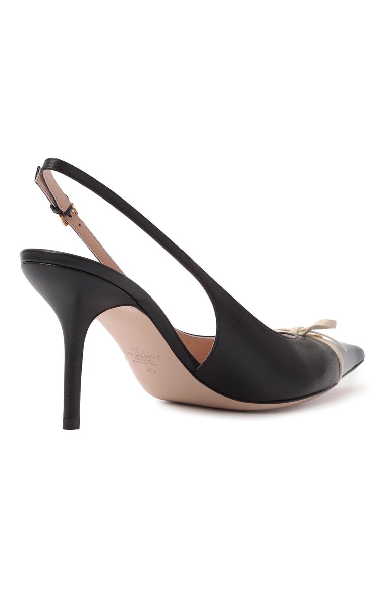 Женские кожаные туфли bepointy 80 VALENTINO черного цвета, арт. 6W2S0LQ1/DAL | Фото 5 (Материал внутренний: Натуральная кожа; Каблук высота: Высокий; Подошва: Плоская; Материал внешний: Натуральная кожа; Каблук тип: Шпилька; Женское Кросс-КТ: Слингбэки)