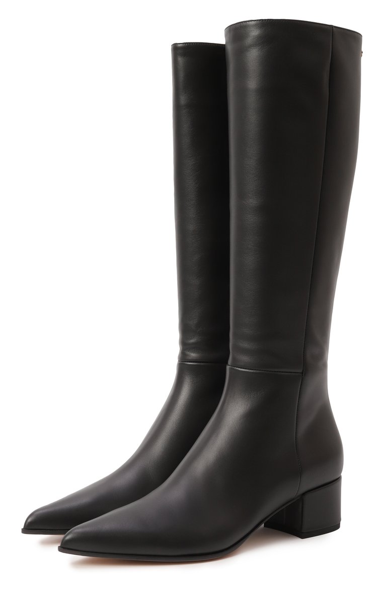 Женские кожаные сапоги lyell 45 GIANVITO ROSSI черного цвета, арт. G80231.45RIC.VGINER0 | Фото 1 (Высота голенища: Средние; Материал внешний: Натуральная кожа; Материал внутренний: Натуральная кожа; Драгоценные камни: Проставлено; Каблук высота: Низкий; Подошва: Плоская; Материал сплава: Проставлено; Материал утеплителя: Без утеплителя; Каблук тип: Устойчивый)