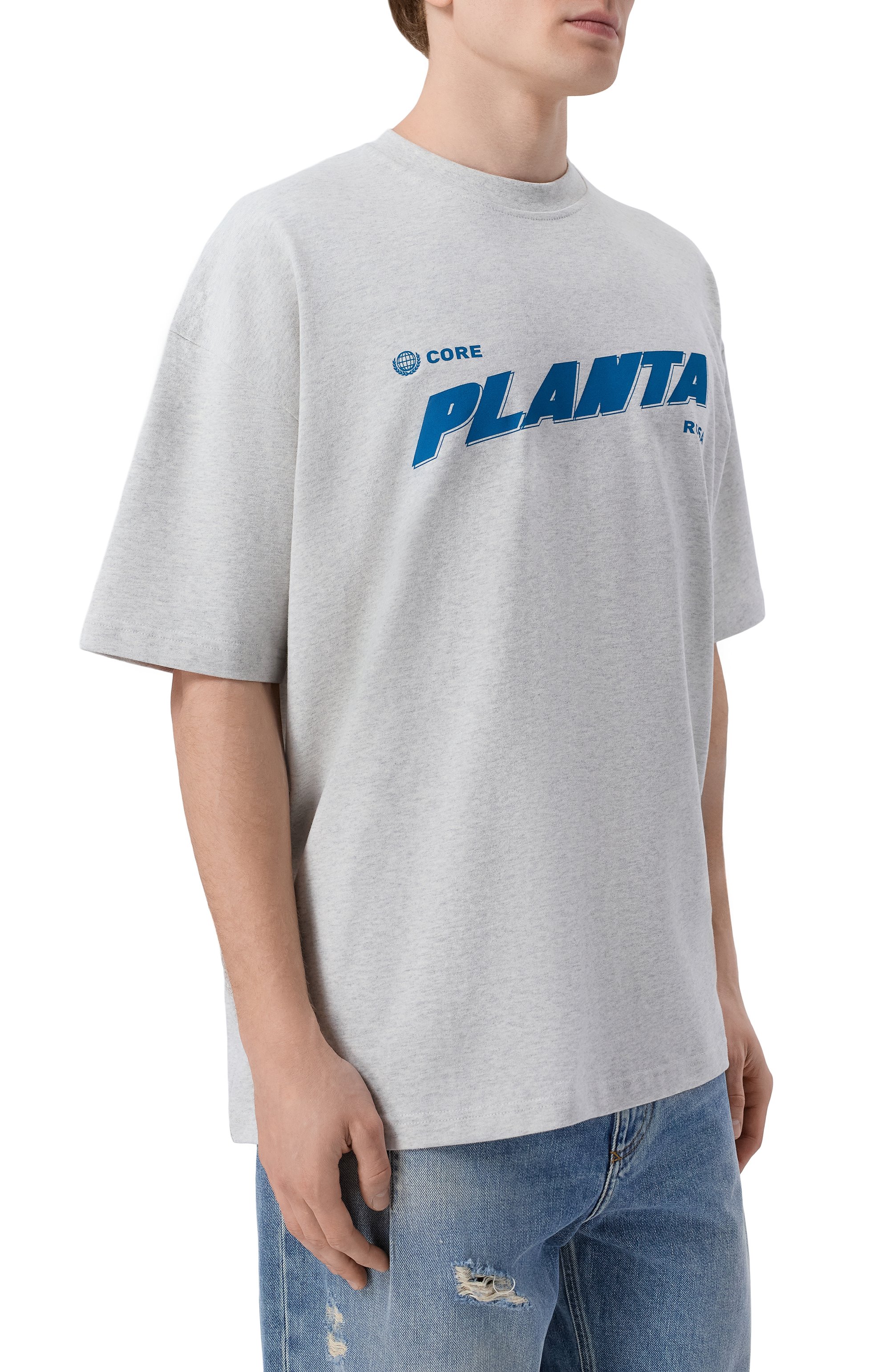 Хлопковая футболка PLANTA ROSA, арт. PR/T01/BLUE-CORRESPONDECE/220VELVET, фото 4