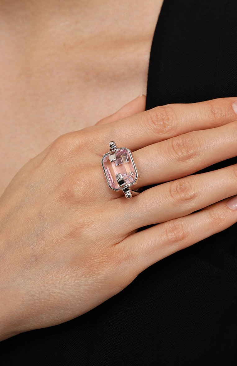 Женское кольцо CRYSTALLINE JEWELLERY розового цвета, арт. 654PW | Фото 2 (Региональные ограничения белый список (Axapta Mercury): Не проставлено; Нос: Не проставлено; Материал: Металл, Кристаллы)