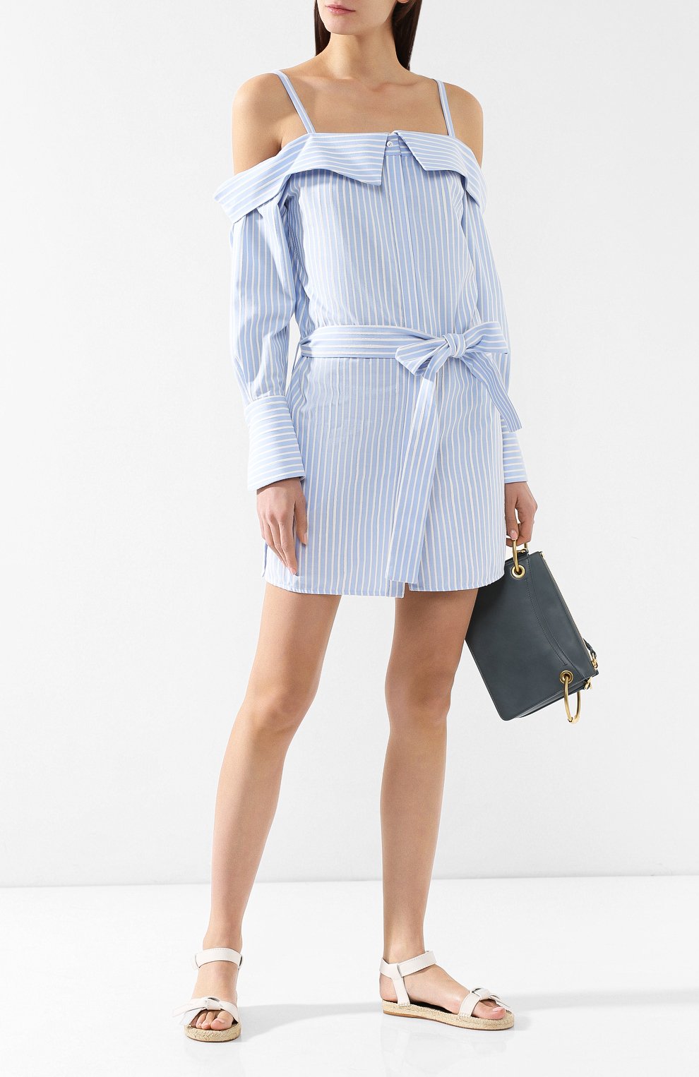 Хлопковое платье VICTORIA, VICTORIA BECKHAM, арт. DRVV 647 SS19 CHAMBRAY STRIPE, фото 2
