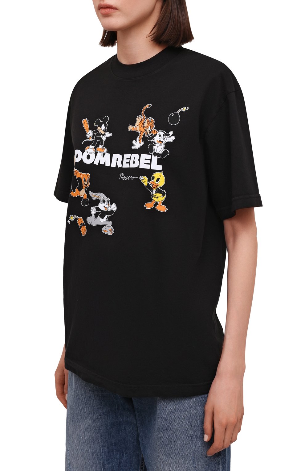 Хлопковая футболка DOMREBEL черного цвета по цене 14200 руб., арт. T00NZ/0VER TEE/W, фото 3 Хлопковая футболка DOMREBEL, арт. T00NZ/0VER TEE/W, фото 3