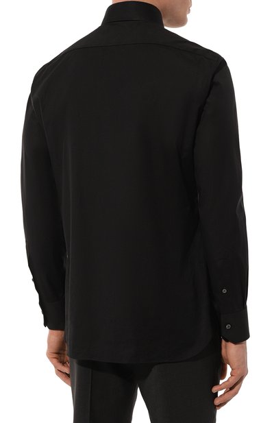 Хлопковая сорочка ZEGNA черного цвета по цене 41250 руб., арт. 704104A7/9MS0BA, фото 4 Хлопковая сорочка ZEGNA, арт. 704104A7/9MS0BA, фото 4