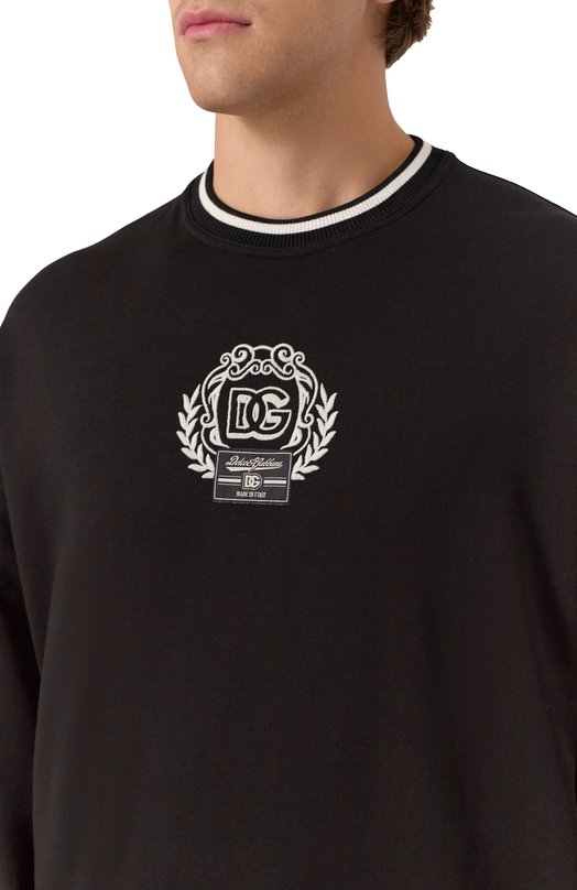 Хлопковый свитшот Dolce & Gabbana G9BIQZ/HU7DU Чёрный  G9BIQZ/HU7DU Фото 5