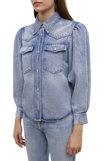 Джинсовая рубашка ISABEL MARANT ETOILE голубого цвета по цене 36050 руб., арт. CH0802-22P021E/TAHISLI, фото 3 Джинсовая рубашка ISABEL MARANT ETOILE, арт. CH0802-22P021E/TAHISLI, фото 3