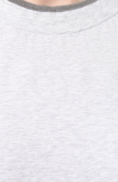 Хлопковая футболка BRUNELLO CUCINELLI светло-серого цвета по цене 49450 руб., арт. M0T18BD200, фото 5 Хлопковая футболка BRUNELLO CUCINELLI, арт. M0T18BD200, фото 5